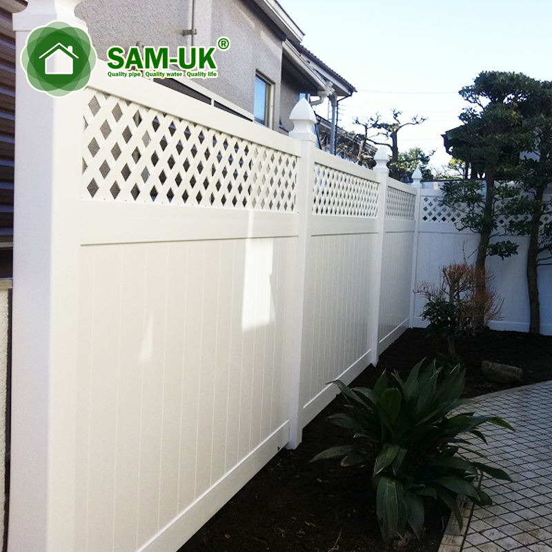 Paneel-Garten-Sichtschutzzaun, weißer PVC-Zaun, Kunststoff-Gitterzaun