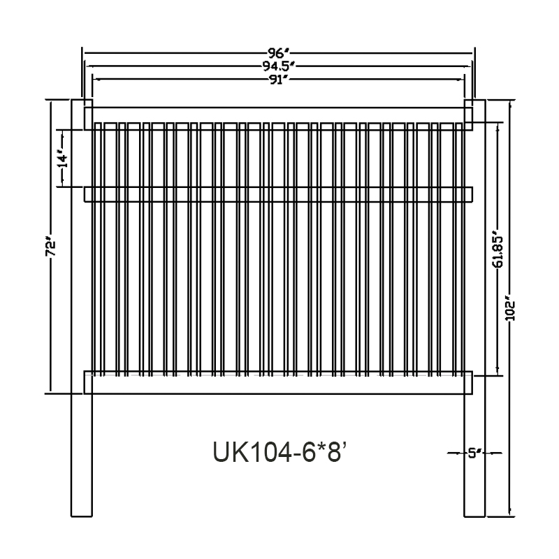 Hochwertiger Kunststoff-PVC-Vinyl-Gartenzaun Semi-Privacy-Zaun